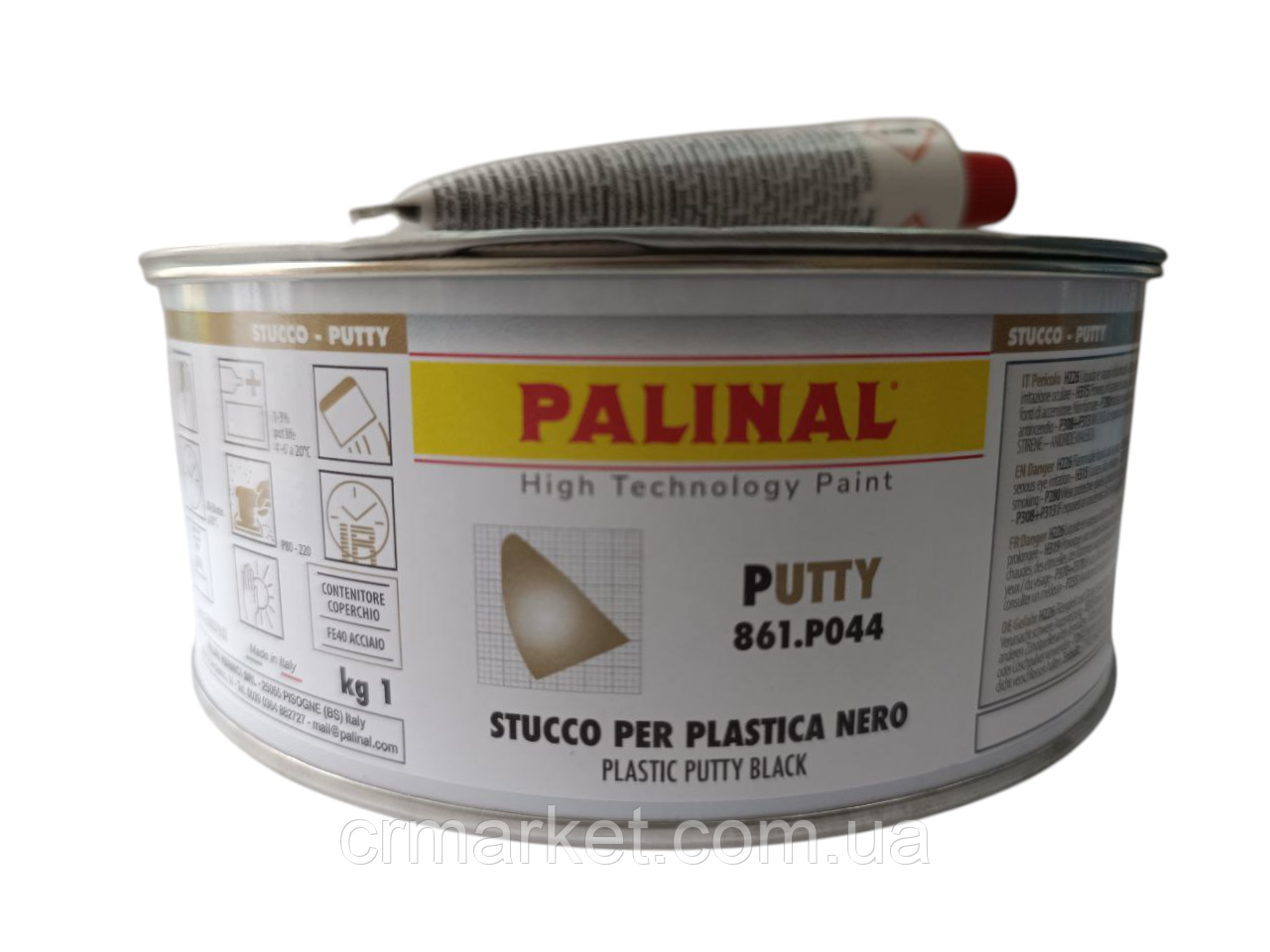 PALINAL шпаклівка для пластику Polyester Putty Plastic 1кг (чорна), фото 1
