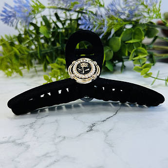 Крабик для волосся Троянда замшевий чорний класичний