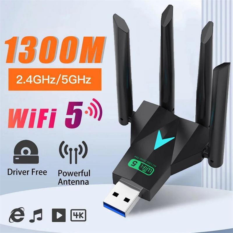 Двохдіапазонний Wi-Fi адаптер 1300 Mbps WiFi USB3.0 2.4G+5G 2.4G/5Ghz 4 антени