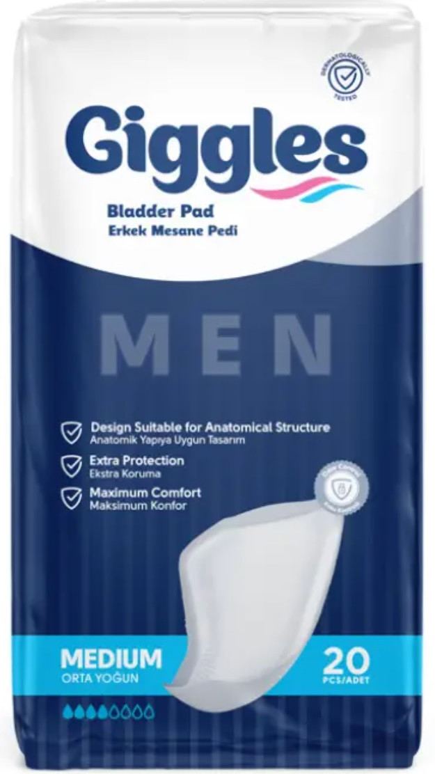 Урологічні прокладки для чоловіків Giggles Bladder Pad Man Medium 4 краплі (20 шт)