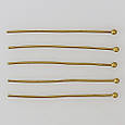 Набір пінів із кулькою, 50*2.5 мм, необроблена латунь, Туреччина, 5 шт., фото 4