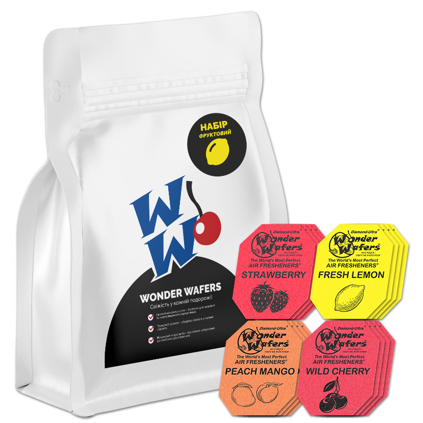 Набір ароматизаторів у пластинках Wonder Wafers (16 шт), 65 x 50 мм "Фруктовий", фото 1