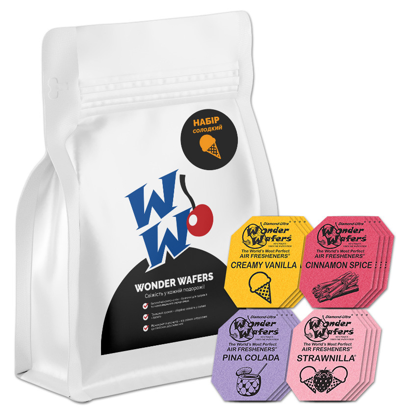 Набір ароматизаторів у пластинках Wonder Wafers (16 шт), 65 x 50 мм "Солодкий", фото 1