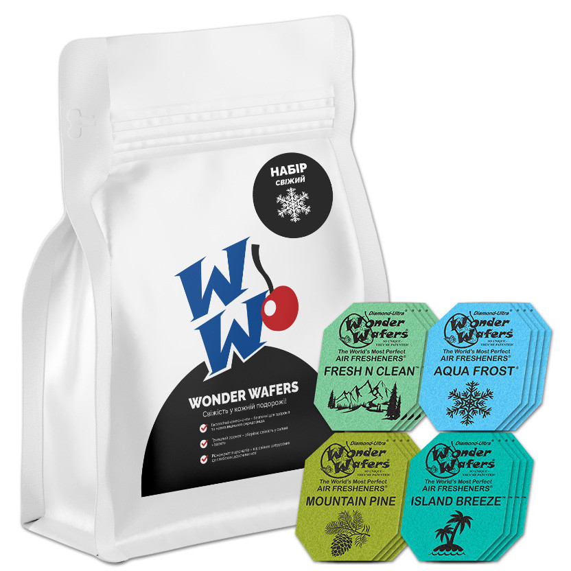 Набір ароматизаторів у пластинках Wonder Wafers (16 шт), 65 x 50 мм "Свіжий"
