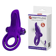 Ерекційне кільце з 10 режимами вібрації Pretty Love Vibrant Penis Ring Purple — вібрації для двох
