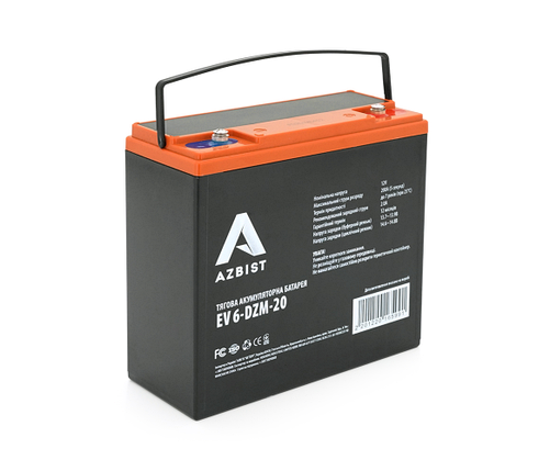Тягова акумуляторна батарея AGM AZBIST 6-DZM-20, 12V 20Ah M4 (181х77х167 мм) Q3, фото 1