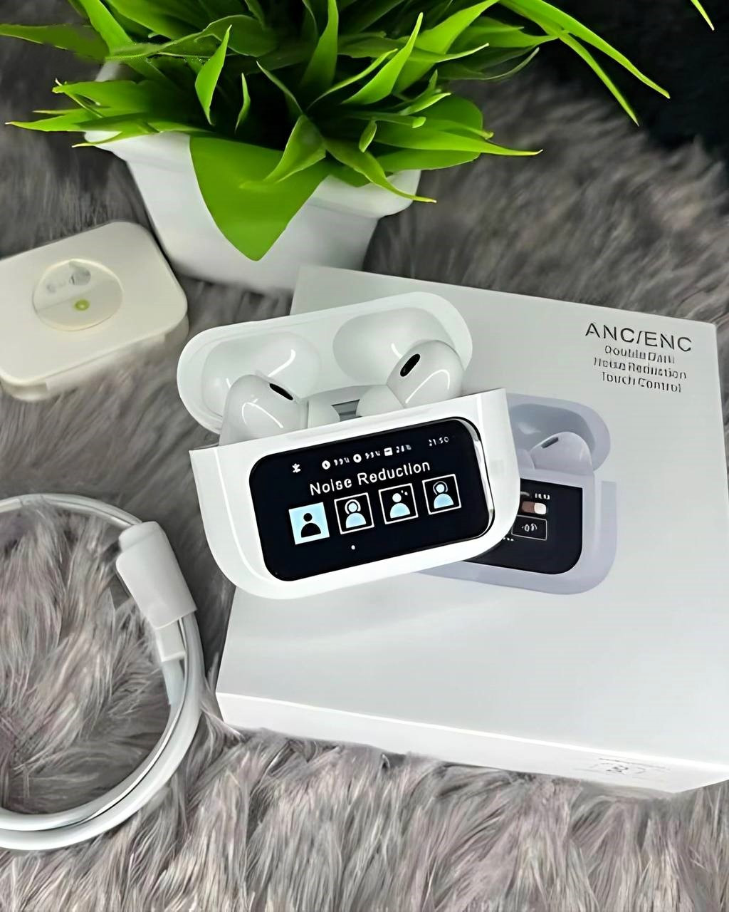 Навушники AirPods Pro ANC/ENC E9 Bluetooth з інтелектуальним дисплеєм на кейсі для Iphone