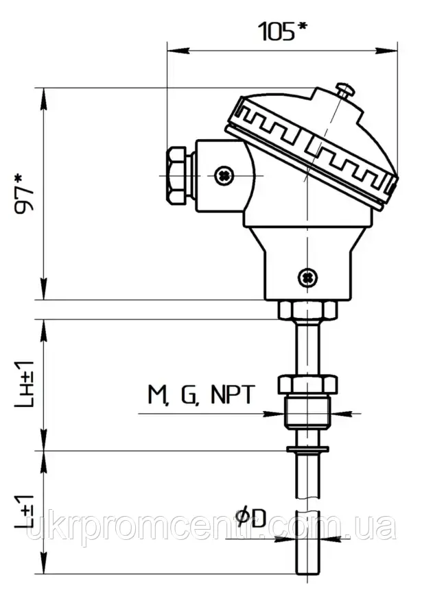 Датчик температури ТСПУ-002 (4..20мА, 0..10В, RS-485)