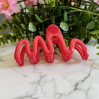 Крабик для волосся Хвиля малиновий глянцевий