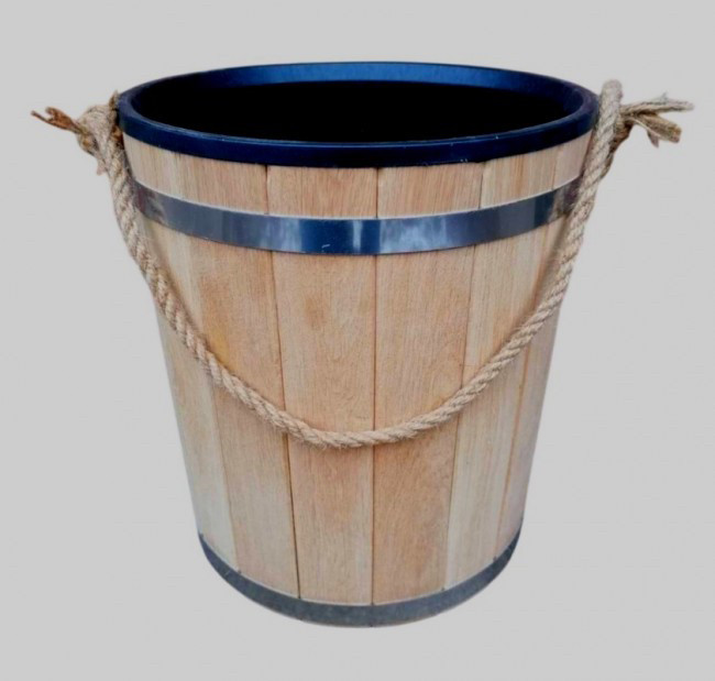 Відро для лазні 17 л з ясена з пластмасовою вставкою, фото 1