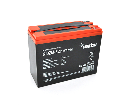 Тягова акумуляторна батарея AGM MERLION 6-DZM-32, 12V 32Ah M5 ( 263 x 75 x 170) Q2, фото 1
