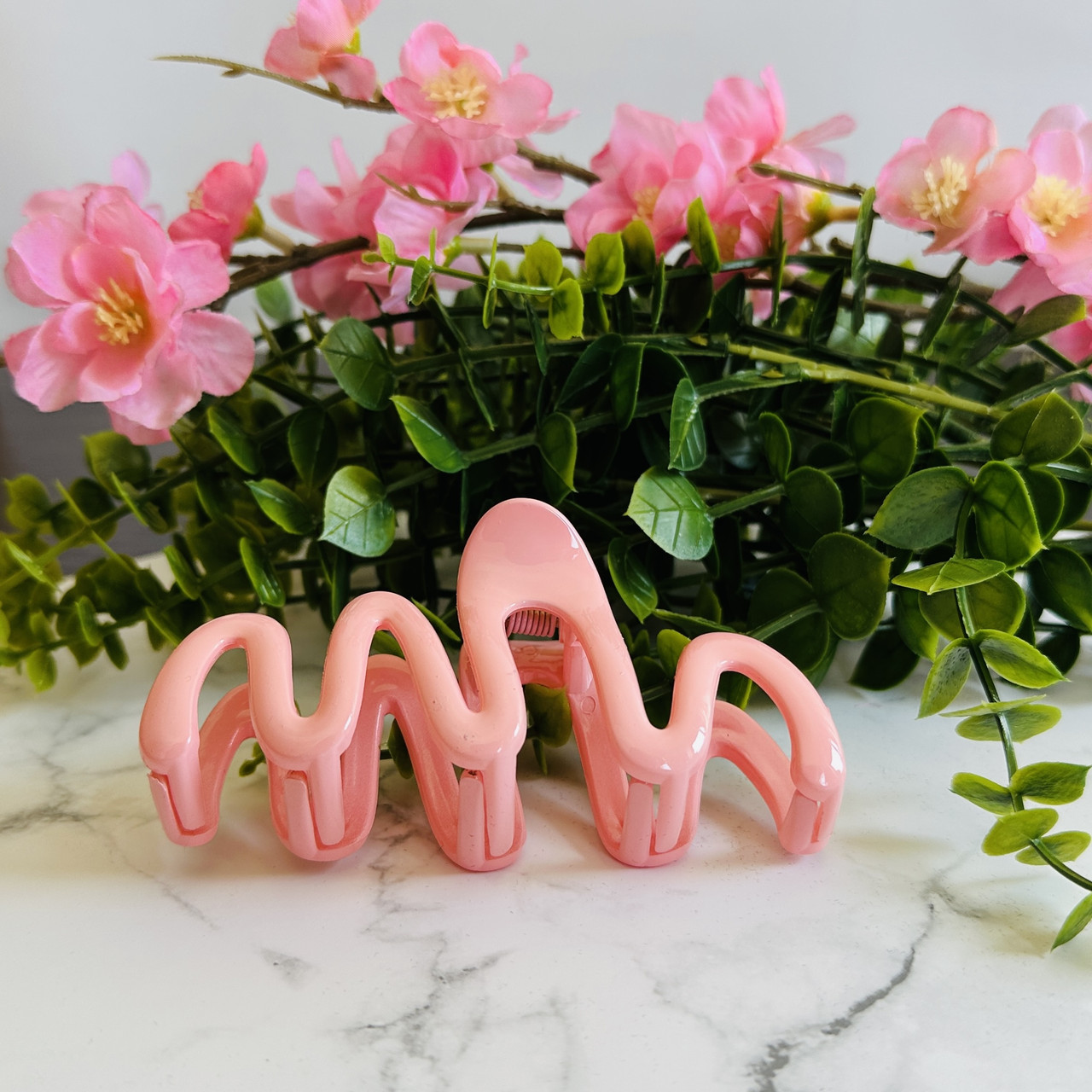 Крабик для волосся Хвиля рожевий глянцевий, фото 1