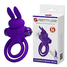 Ерекційне кільце з 10 режимами вібрації Pretty Love Vibrant Penis Ring III Purple — вібрації для двох