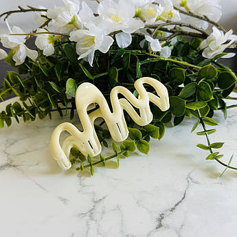 Крабик для волосся Хвиля молочний глянцевий