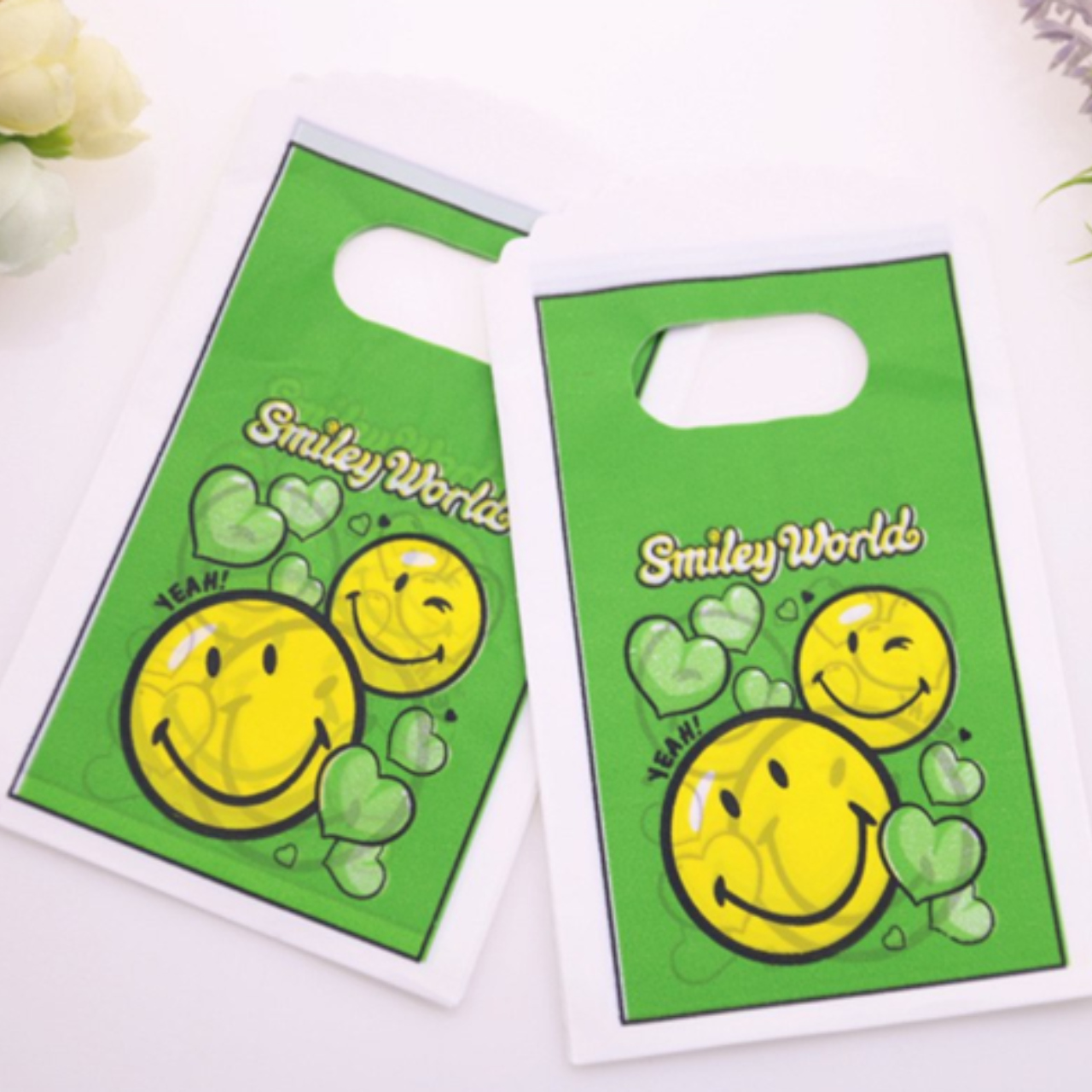 Пакет з прорізною ручкою банан 7x15 см 50 шт пакет банан, пакети з малюнком, пакети з вирубною ручкою, фото 1