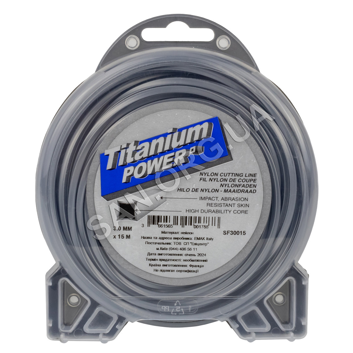 Ліска для тримера 3 мм 15м Квадрат Oleo-Mac TITANIUM-Square Оригінал, фото 1