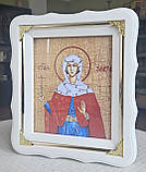 Ікона іменна Свята Злата в білому дерев'яному фігурному кіоті під склом, розмір кіота 24*21, сюжет 15*18, фото 2