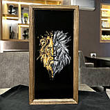 Нарди iз дерева з акриловим розписом художником Лев двокольоровий 50*50 см, ручна робота, фото 4