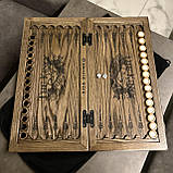 Нарди iз дерева з акриловим розписом художником Лев двокольоровий 50*50 см, ручна робота, фото 8