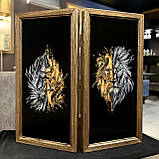 Нарди iз дерева з акриловим розписом художником Лев двокольоровий 50*50 см, ручна робота, фото 2