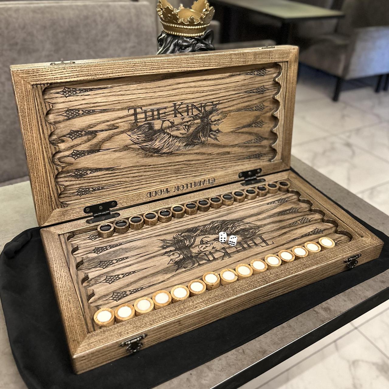 Нарди iз дерева з акриловим розписом художником Лев двокольоровий 50*50 см, ручна робота, фото 1