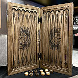 Нарди iз дерева з акриловим розписом художником Лев двокольоровий 50*50 см, ручна робота, фото 3