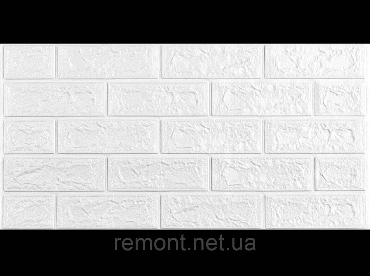 №1-3 Самоклеюча 3Д панель "Біла цегла" 70×38 см товщина 3 мм, фото 1
