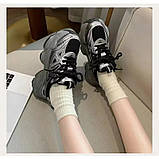 Кросівки жіночі з масивною підошвою модні 40 р. 24,7 см чорні з сріблястим (CRbl2-40), фото 4