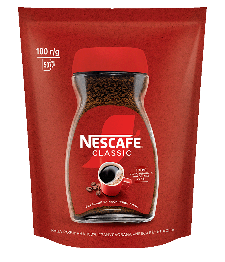 Кава Нескафе Класік розчинна 100 грамів в м'якій упаковці, фото 1