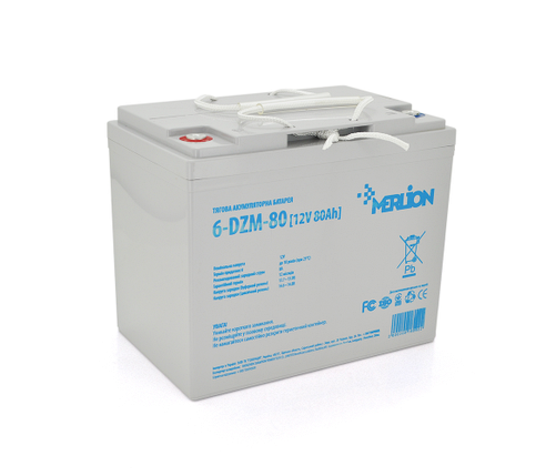 Тягова акумуляторна батарея AGM MERLION 6-DZM-80, 12V 80Ah ( 265 x 168 x 215) Q1, фото 1