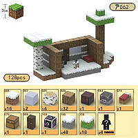 Магнітний конструктор Minecraft Сніговий будиночок 128шт + 4 фігурки Майнкрафт Дитячий конструктор на магнітах