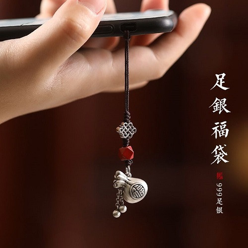 Срібний Оригінальний Креативний Модний Шикарний брелоки підвіска грошовий мішок, фото 1