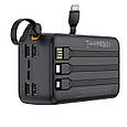 УМБ XO PR280 30000 mAh, 4xUSB-А порти, USB-C/Lightning/microUSB/USB-A коннектори Black (PR280.black), фото 4