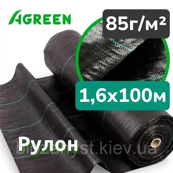 85 г/кв.м Агротканина Чорна 1,6х100м Agreen, Рулон | Агротканина для Мульчування