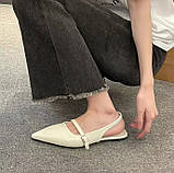 Босоніжки з закритим гострим носком жіночі стильні модні 38 р. 24 см бежеві (TFot-bez38), фото 3