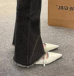 Босоніжки з закритим гострим носком жіночі стильні модні 38 р. 24 см бежеві (TFot-bez38), фото 4