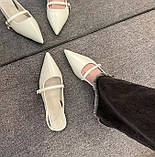 Босоніжки з закритим гострим носком жіночі стильні модні 38 р. 24 см бежеві (TFot-bez38), фото 5