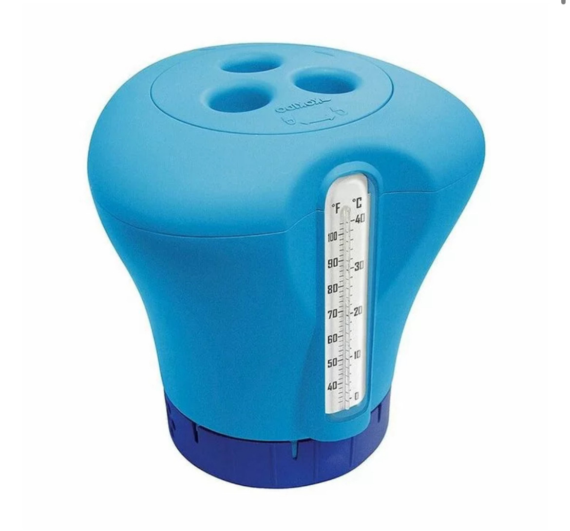 Плаваючий дозатор для басейну з термометром (голубий), фото 1