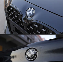 Комплект емблем карбон BMW (БМВ) 82 та 74 мм E46 E90 E65 E66 E70 на капот та багажник - комплект 2 штуки, фото 6