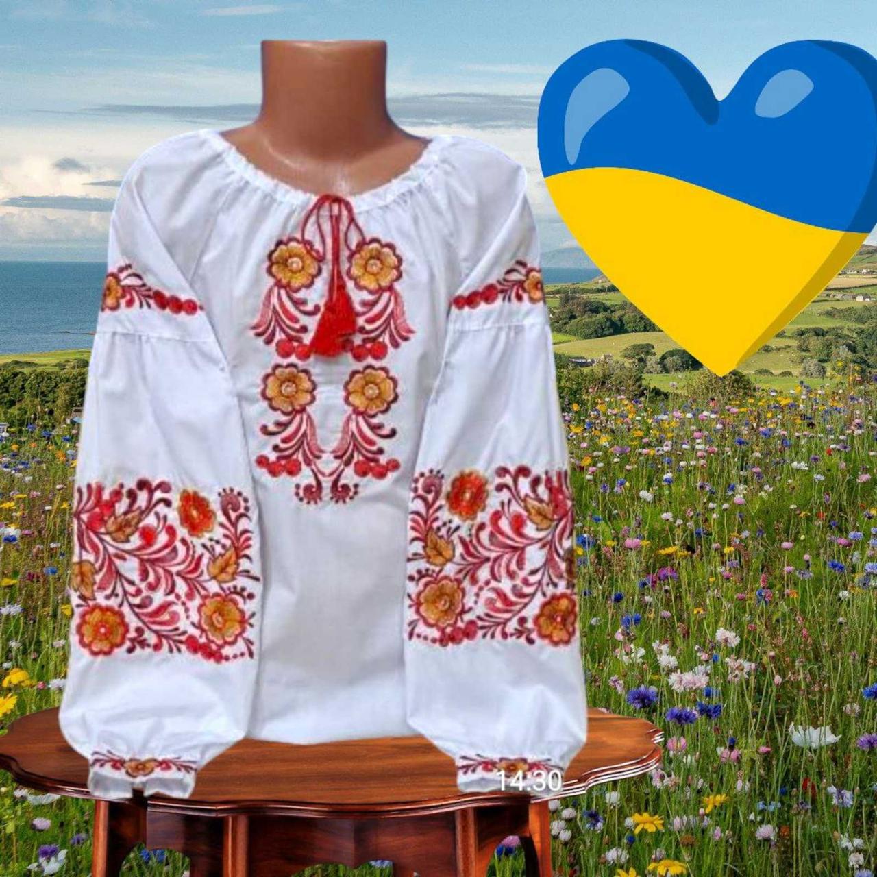 Опт Підліткова  вишиванка Бохо квіти червоні для дівчат р. 122-146