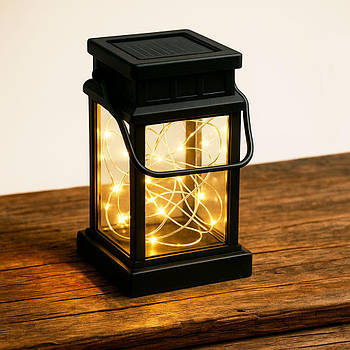 Декоративний садовий ліхтар на сонячній батареї 12,5х9см, Теплий білий / Вуличний світильник / Підвісний ліхтар