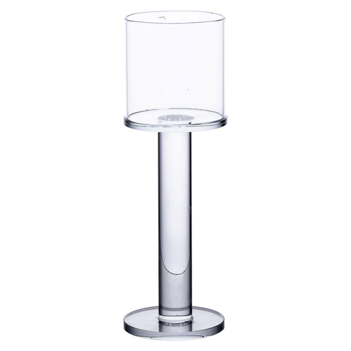 Підсвічник скляний на високій ніжці 6×18.5 см підсвічник келих декоративний прозорий, фото 1