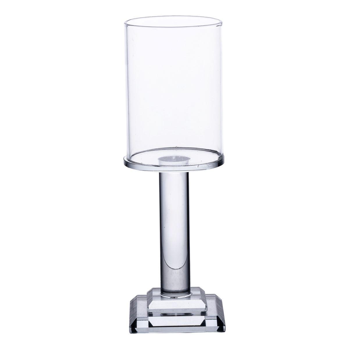 Підсвічник скляний на ніжці 6.5×20 см підсвічник келих декоративний прозорий HP-4-40S, фото 1
