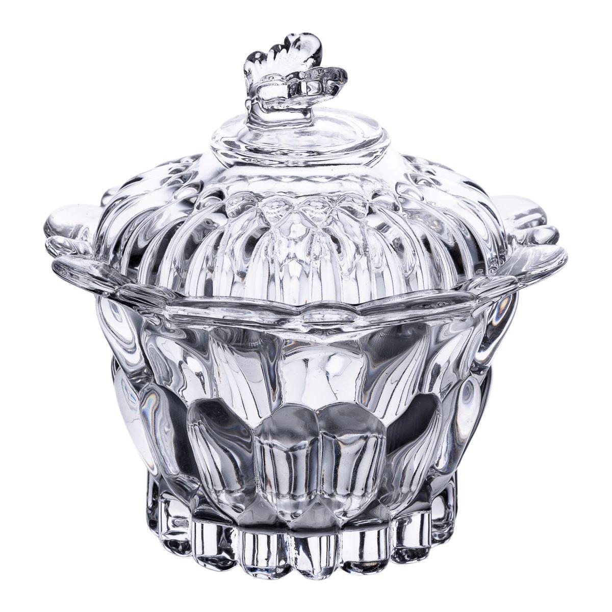 Цукерниця скляна Ø9 см цукерниця з кришкою прозора HP-4-113, фото 1