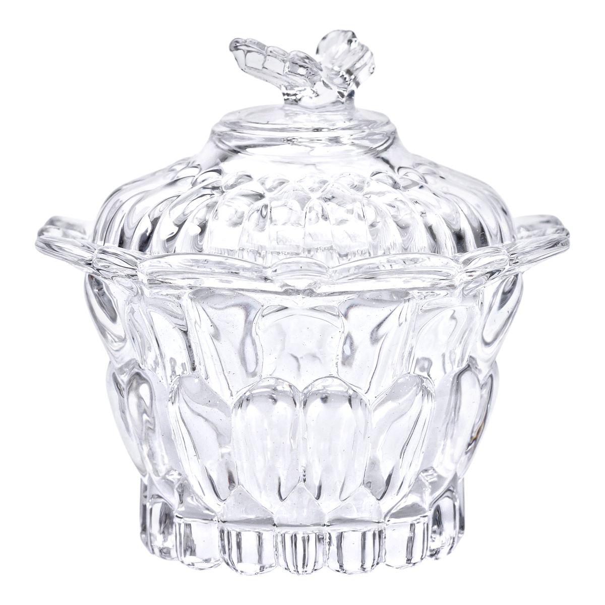 Цукерниця скляна Ø9 см цукерниця кругла з кришкою прозора HP-4-114, фото 1