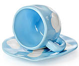 Чайна пара – подарункова чашка 300 мл з блюдцем. Чайний, кавовий керамічний набір Хмарки, фото 3