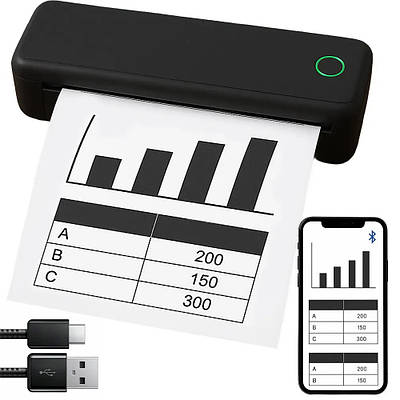 Портативний термопринтер А4, Bluetooth, від Usb, M15/Акумуляторний термопринтер/мині принтер для телефона