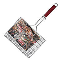 Решітка-гриль для барбекю 30,5х40,5 см, Решітка для барбекю універсальна, Хромована решітка з ручкою