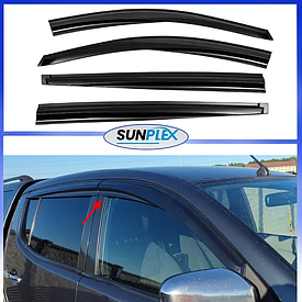 Дефлектори вікон, вітровики на Mitsubishi L 200 2006-2015 (скотч) Sunplex