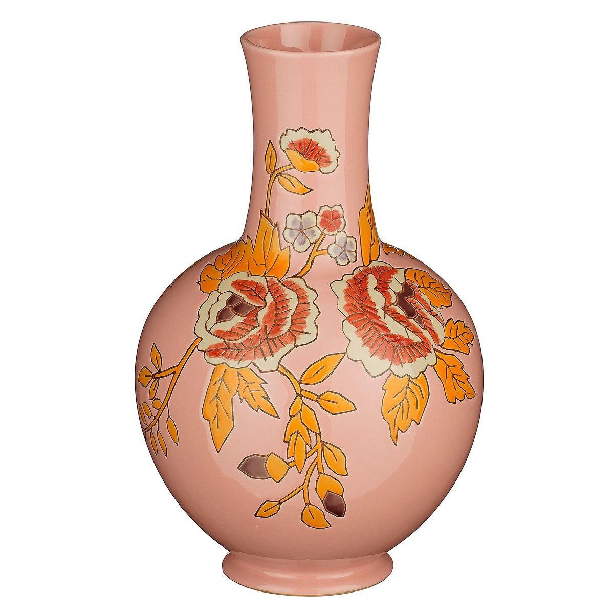 Ваза з кераміки в рожевому кольорі з квітковим малюнком Edelman, фото 1